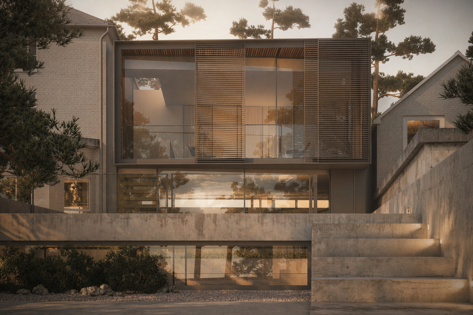Facade detail — wabi-sabi architecture and interior design by W Vision Lab Malaysia
