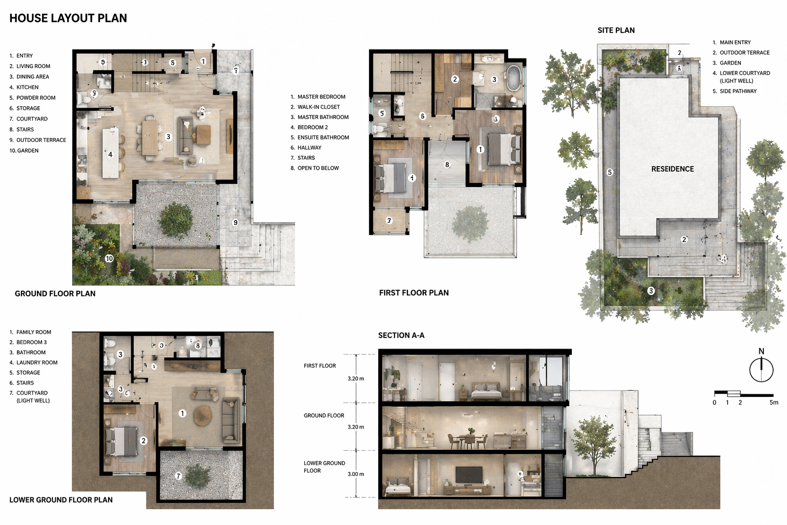 Floor plans — wabi-sabi architecture and interior design by W Vision Lab Malaysia