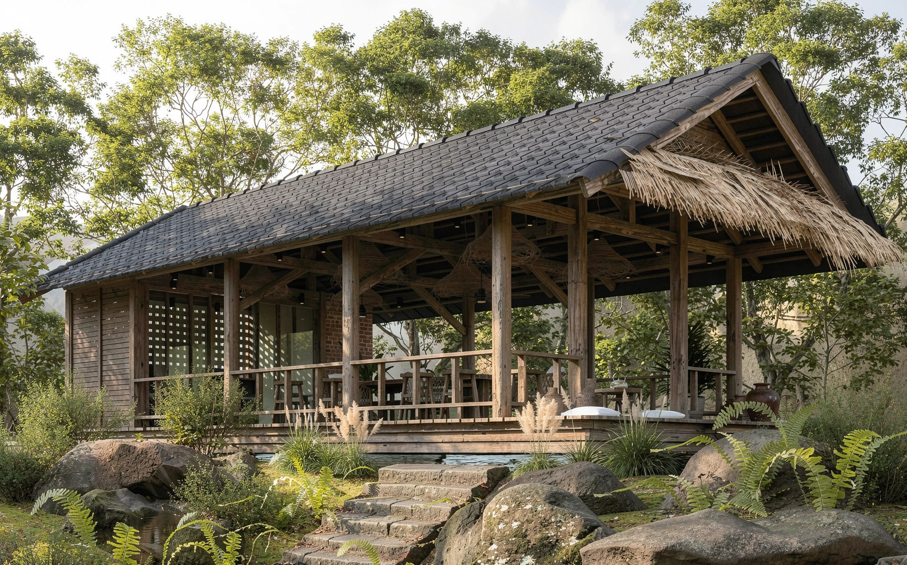Rock garden view — wabi-sabi architecture and interior design by W Vision Lab Malaysia