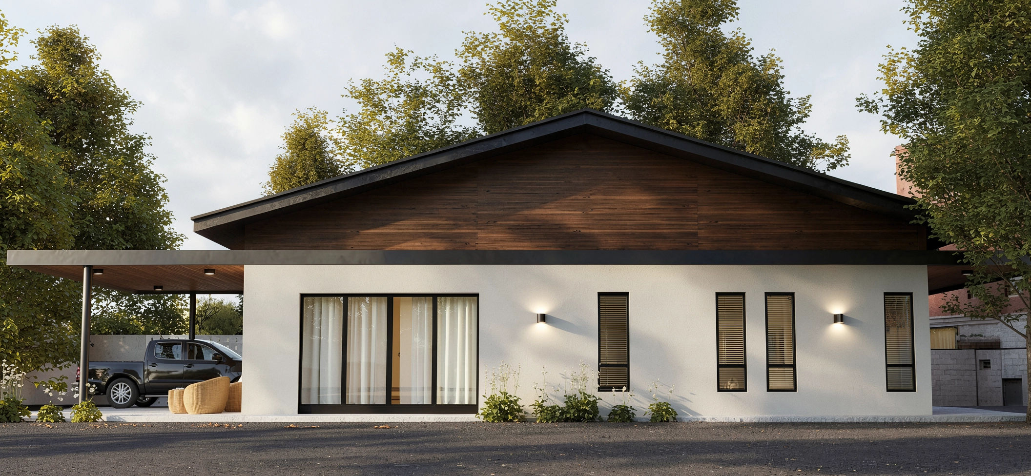 Front elevation — wabi-sabi architecture and interior design by W Vision Lab Malaysia