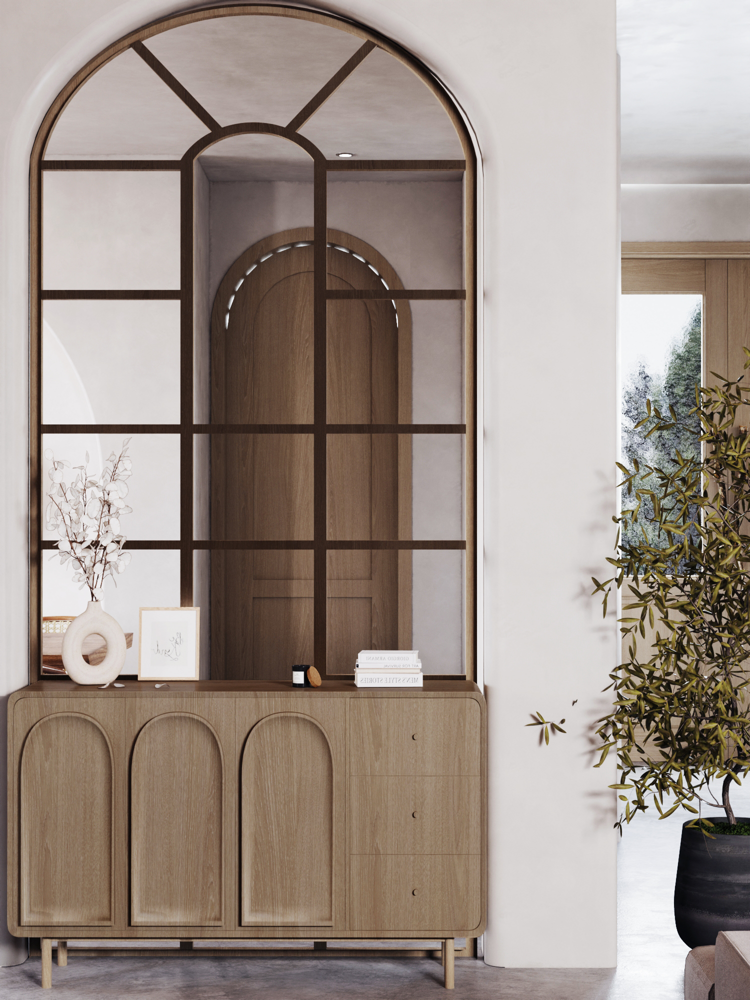Arched timber cabinet