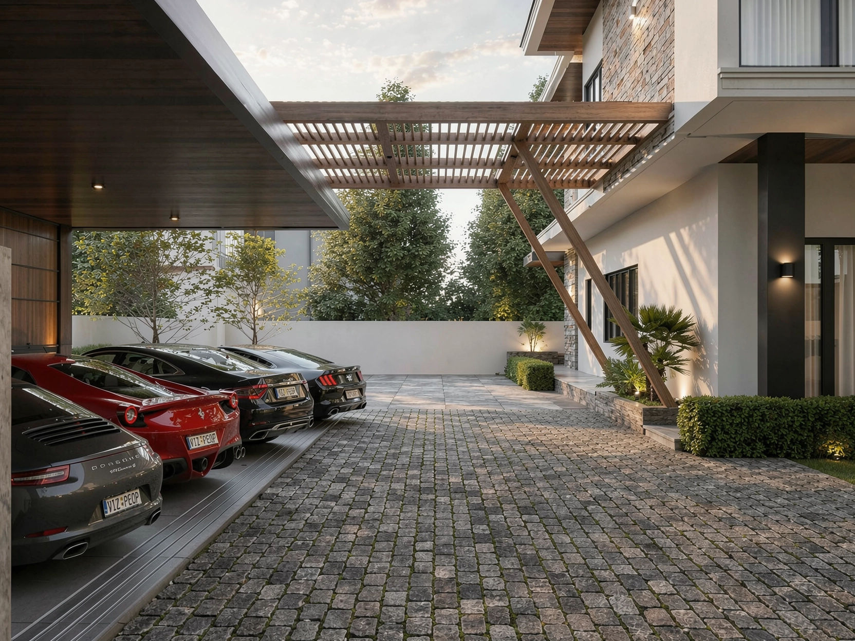 Timber carport — wabi-sabi architecture and interior design by W Vision Lab Malaysia