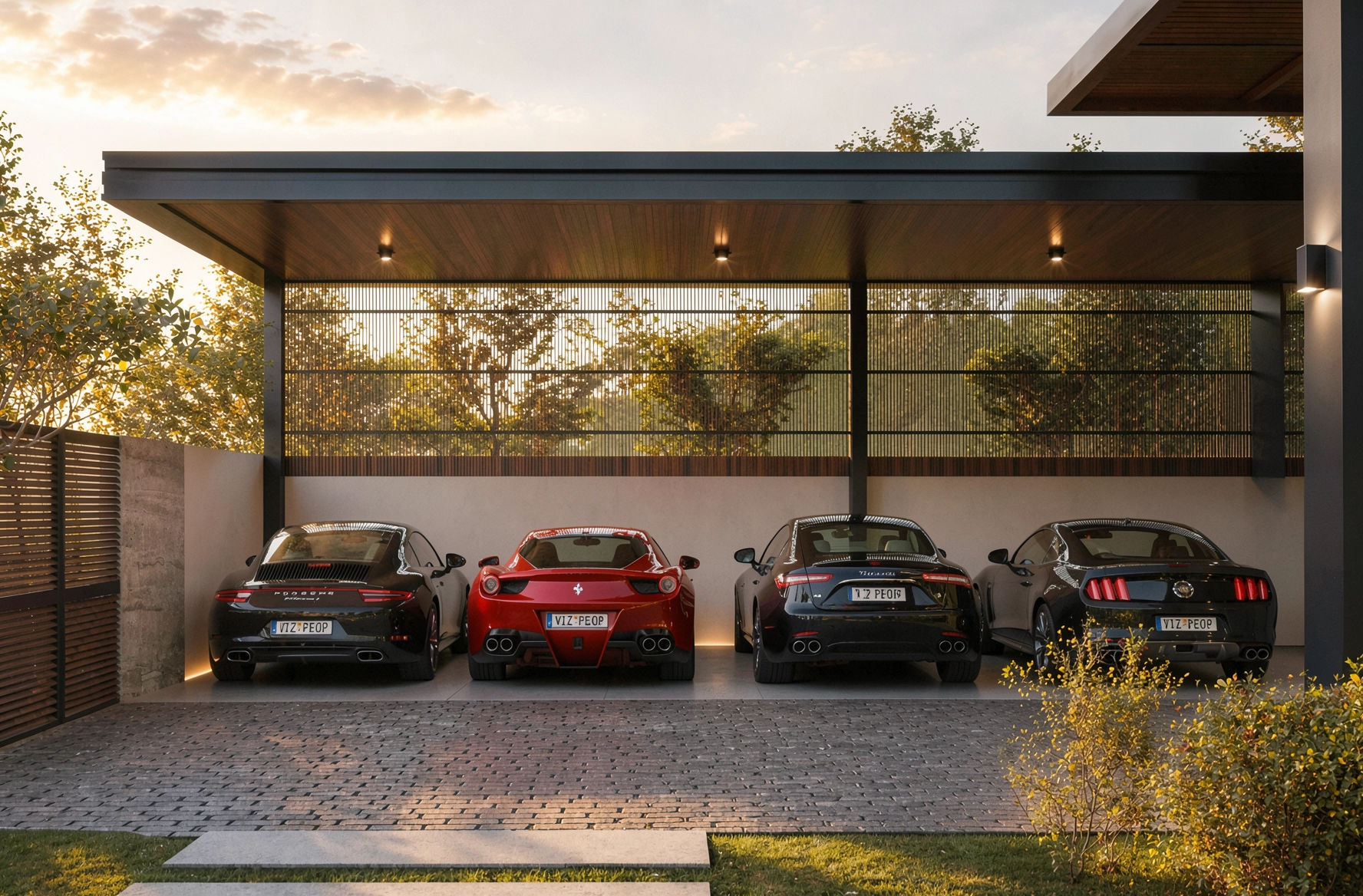 Car pavilion — wabi-sabi architecture and interior design by W Vision Lab Malaysia