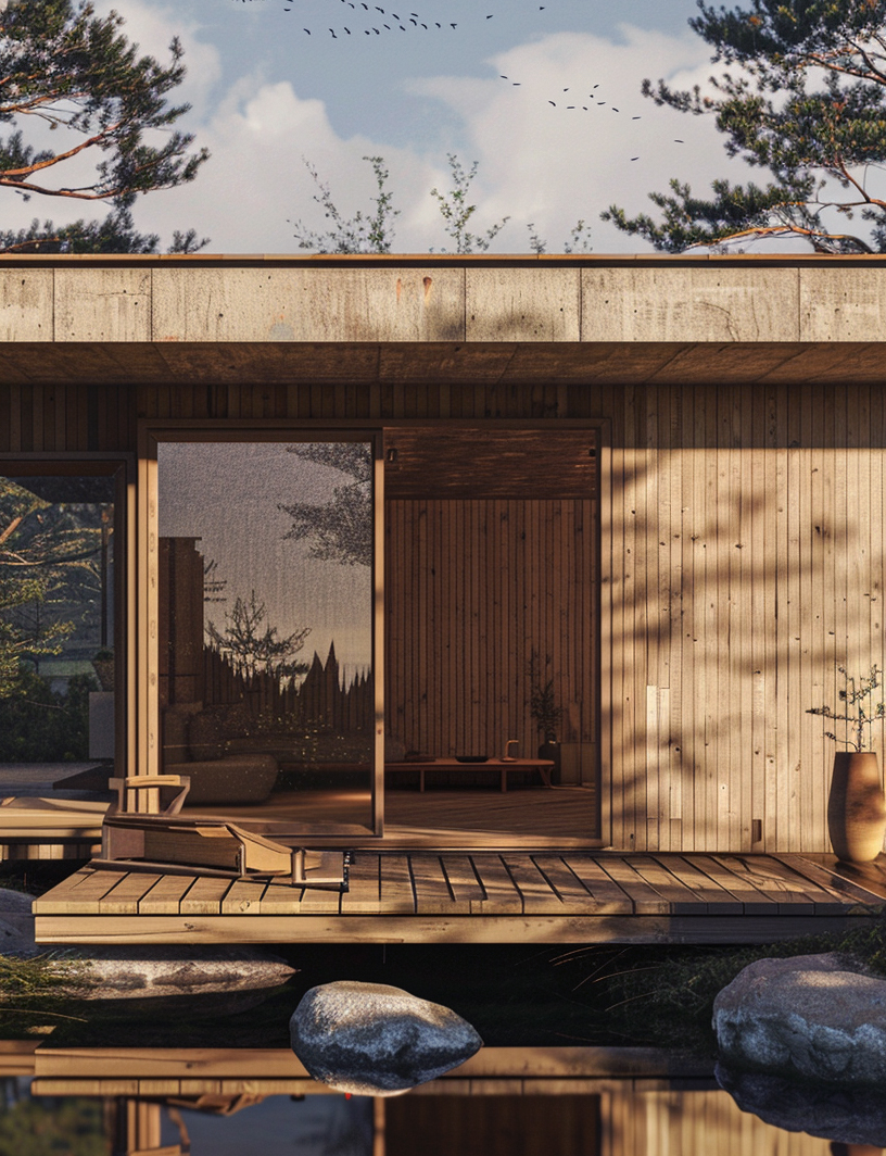 Recycled timber pavilion — biophilic architecture by W Vision Lab